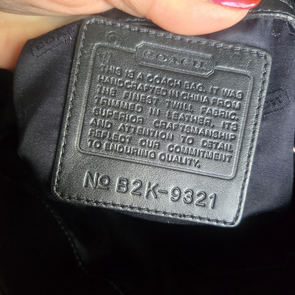 Vintage Coach 9321 Black Twill Leather Trim Tote Bag Shoulder Purse - Picture 11 of 12